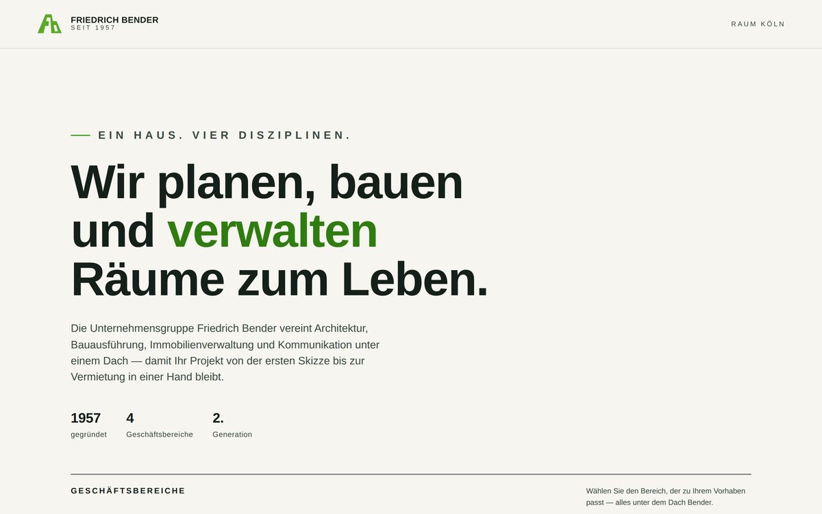 Portal-Startseite eines Immobilien- und Hausverwaltungsunternehmens